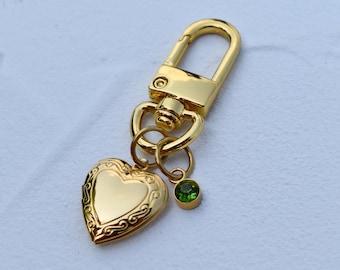 Locket Keychain, Bag Charm, Heart Charm Bag Charm, Personalized Keychain Multiple Charm, Anti Tarnish Accessories Gift