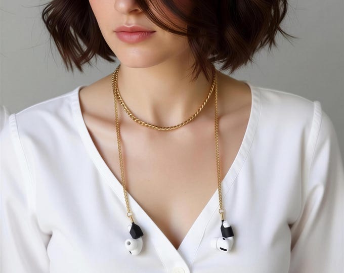 Earplugs Chain Necklace · Earplug Loop Lanyard GOLD Choker Chain · AirPod Earbuds Magnetic Waterproof Earphone Silicon Holder Gift for Her