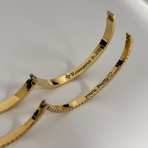 Custom Personalized 18K Gold Bangle Cuff Diamond Bracelet Crystal Zircon Laid Bracelet Set Gift Her Minimalist Jewelry WATERPROOF Bracelet