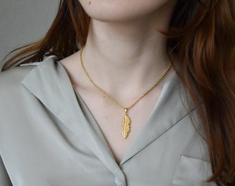 Gold Leaf Pendant Charm Necklace -Olive Leaf Pendant Chains- Waterproof Jewelry -Flower Charm Necklaces -Handmade Gift for Women