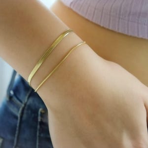 GOLD Snake Bracelet - Herringbone Gold Chain Bracelet - Handmade Bracelet Snake Chain Anklet WATERPROOF Jewelry Christmas Gift for Her Women