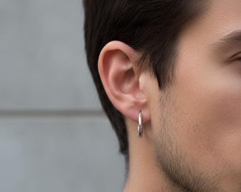 Silver Hoop Earrings 40mm 50mm Large Stainless Hoops Casual Nigh Out Going Out Men Man Hoops Simple Earrings for Him Women Girl WATERPROOF