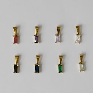 Rectangle Charms Pendant ONLY For DIY or Add on for Necklace Jewelry Making Jewelry Gold Filled Zirconia Emerald Cut Charm Waterproof Gift