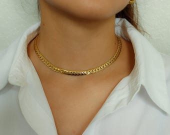Gold Filled Vintage Style Snake Chain Gold Jewelry Herringbone Choker Necklace Bamboo Chain WATERPROOF Jewelry Herringbone Chain Non Tarnish