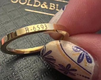 Engraved Personalized Gold Filled Band Rings · Flat Ring · Personalized Custom Wedding Stacking Rings, Couple WATERPROOF Mens Women Gifts