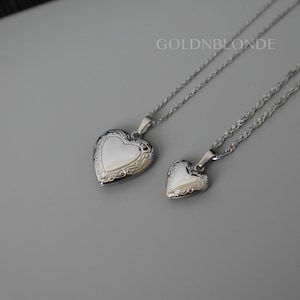 Sterling Silver Heart Locket Necklace, Custom Engraved Necklace, Photo Necklace, Personalized Gifts, Gift for Mom, Anniversary Gifts