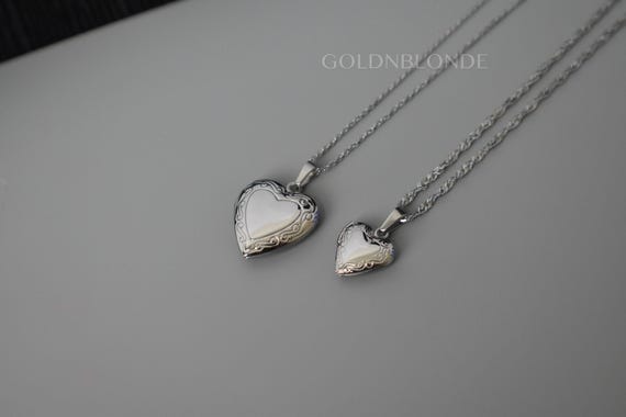 Sterling Silver Heart Locket Necklace, Custom Engraved Necklace, Photo Necklace, Personalized Gifts, Gift for Mom, Anniversary Gifts