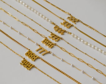 Gold Angel Number Necklace Lucky Numbers Gold Charm Pendant 111 222 333 444 555 666 777 888 999 Gift For Her Personalized Gift for Mom Her