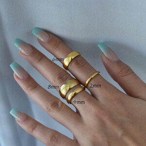 Silver Wedding Band Rings, Gold Band Ring, Personalized Engraved Stackable Rings Couple Rings, WATERPROOF Name Date Love Memorial Mens Rings image 7