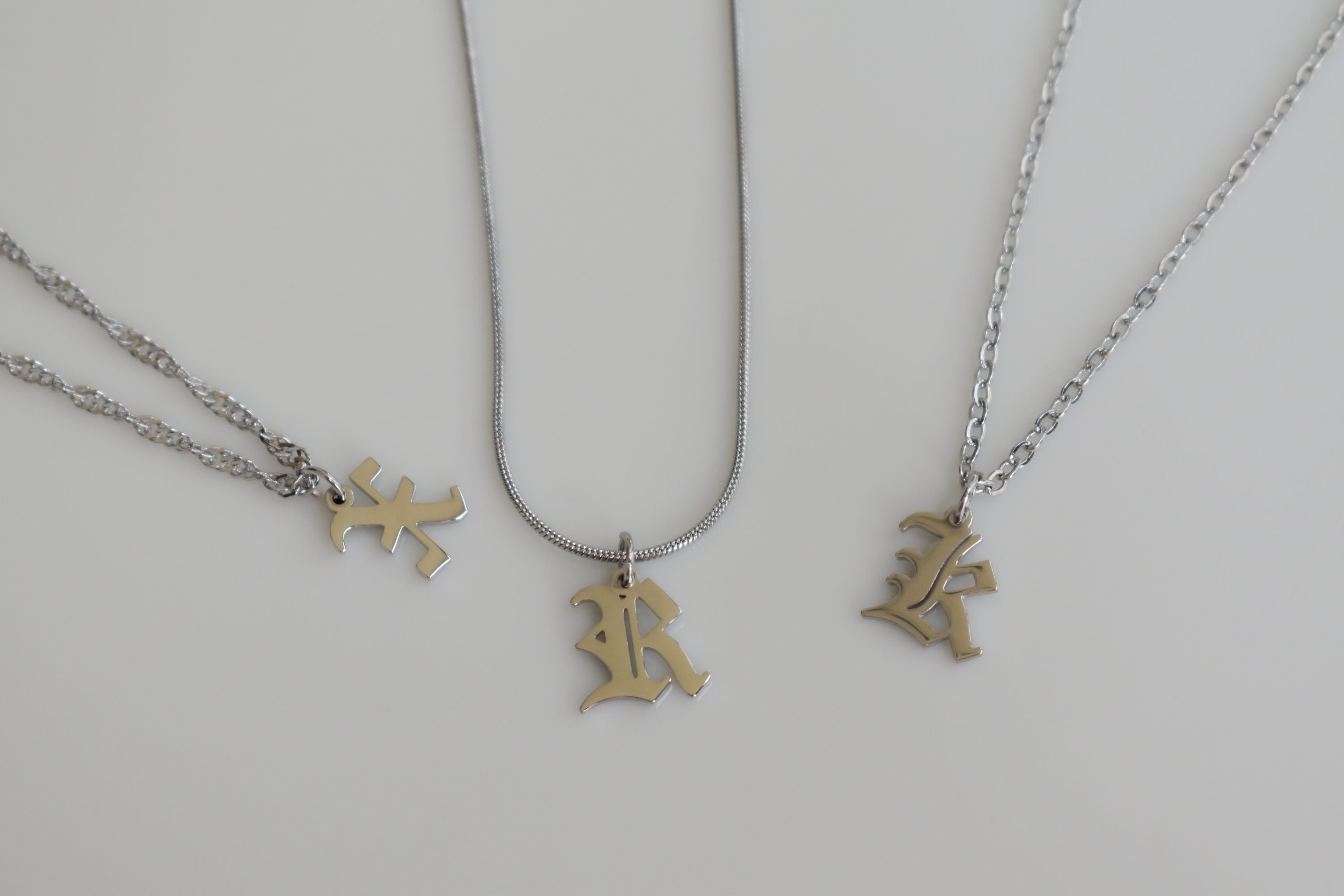 Sterling silver old 2024 english initial necklace