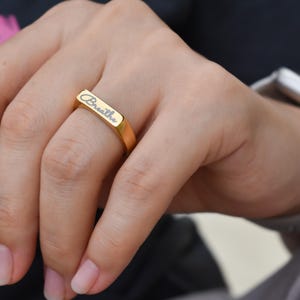 Gold Filled ID Ring Water Resistant Minimalist Dainty Signet Her Statement Stackable WATERPROOF Jewelry Non Tarnish Finger Rings Top Gift