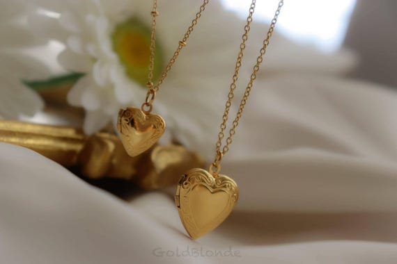 Heart Locket Necklace Gold Jewelry Picture Cremation Locket Customized Personalized Waterproof Gold Necklace Birthday Anniversary Gift Her