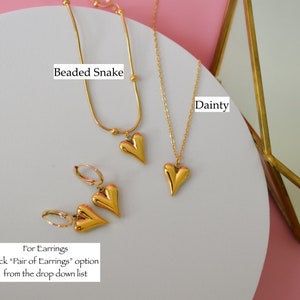 18K Gold FILLED Heart Shape NecklaceHeart Love Pendant NecklaceJewelry Herringbone Bead Chain WaterproofPersonalized Gift Mom Daughter image 4