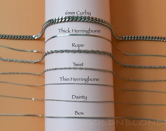 Silver Chain Necklace-Twist Rope Dainty Snake Chains- Herringbone Necklaces for Women Men - Best Gift For Dad Father- Fathers' Day Gift