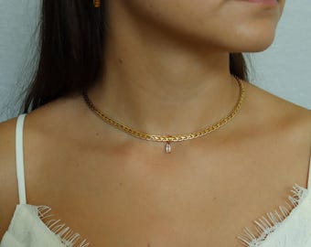 18K GOLD FILLED Vintage Style Gemstone Women Choker Necklace - Gold Jewelry Waterproof Necklace Anti Tarnish Zircon Necklace Gift For Women
