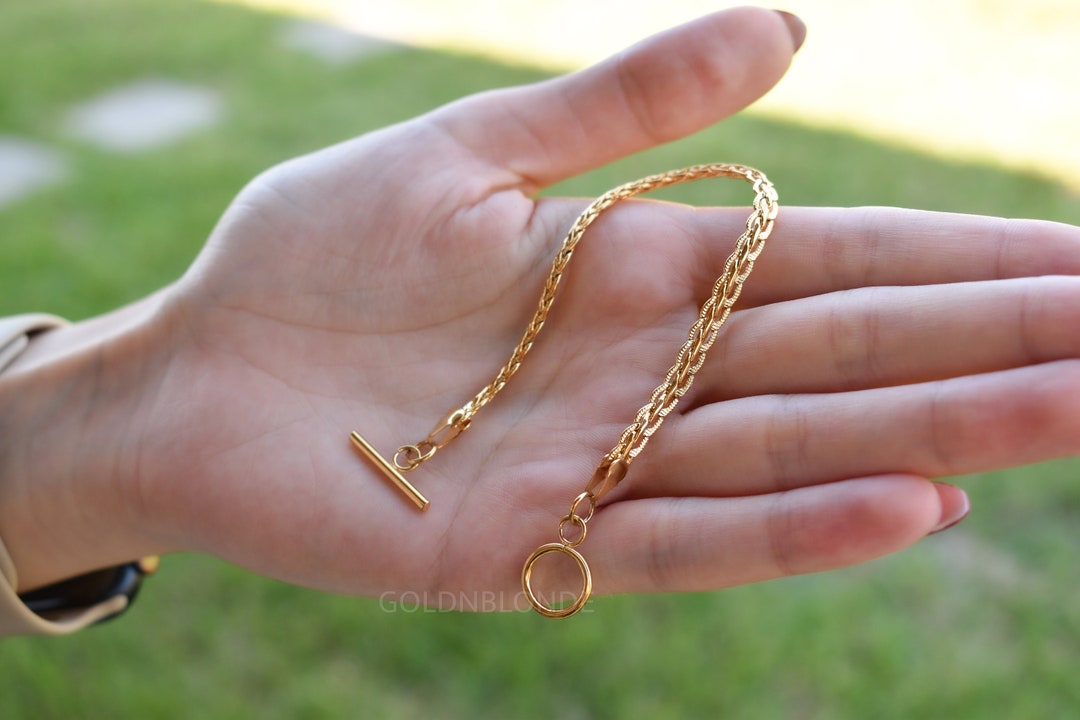 GOLD FILLED Vintage Toggle Bracelet, Chain Bracelet, Vintage Choker