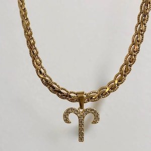 Vintage Choker GOLD Taurus Aries Zodiac Sign WATERPROOF Jewelry Necklace ・ Constellations Pisces Cancer Leo Aries Libra Gift for Her