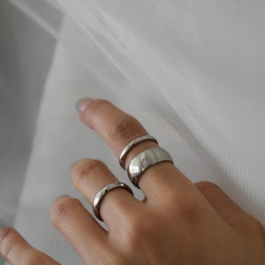 Silver Wedding Band Rings, Gold Band Ring, Personalized Engraved Stackable Rings Couple Rings, WATERPROOF Name Date Love Memorial Mens Rings image 8