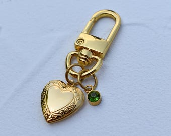 Locket Keychain, Bag Charm, Heart Charm Bag Charm, Personalized Keychain Multiple Charm, WATERPROOF Accessories Christmas Women Gift for Her