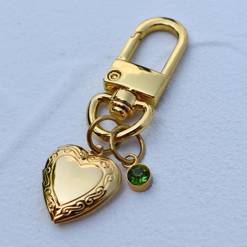 Locket Keychain, Bag Charm, Heart Charm Bag Charm, Personalized Keychain Multiple Charm, WATERPROOF Accessories Christmas Women Gift for Her
