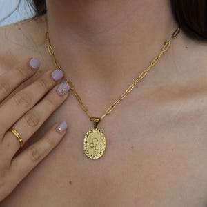 Signes du zodiaque Tarot Constellation Gold Filled Figaro PaperLink Twist Curby Chaînes Grand collier ovale Bijoux faits main Cadeau pour elle femme