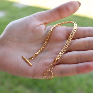 GOLD FILLED Vintage Toggle Bracelet, Chain Bracelet, Vintage Choker, Vintage Anklet, WATERPROOF Bracelet