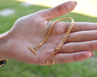 GOLD Vintage Toggle Bracelet, Chain Bracelet Vintage Choker Unique Vintage Anklet WATERPROOF Toggle Clasp Bracelet Christmas Gift For Her