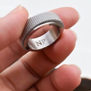 Silver Fidget Rings- Stainless Steel Spinner Rings- Silver Men Rings- Black Band Rings- Fidget Ring For Fathers- Non Tarnish Couple Rings