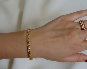 Gold Rope Bracelet U Shape, Vintage Mesh Bracelet Vintage Jewelry Gold Chain Bracelet Stainless Steel Waterproof Non tarnish Gold Jewelry