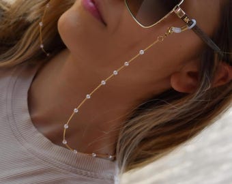 Glasses Chain | GOLD Silver Eyewear Lanyard - WATERPROOF 26 Inch Everyday Reading Glass Accessory Chain Gift for Mom Dad Her Grandma