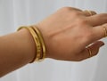 Custom Personalized 18K Gold Bangle Cuff Diamond Bracelet Crystal Zircon Laid Bracelet Set Gift Her Minimalist Jewelry WATERPROOF Bracelet