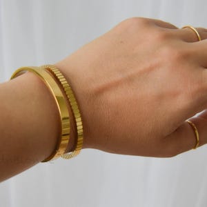 Custom Personalized 18K Gold Bangle Cuff Diamond Bracelet Crystal Zircon Laid Bracelet Set Gift Her Minimalist Jewelry WATERPROOF Bracelet