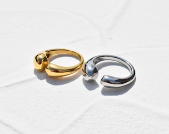 Ball Head Silver Open Finger Ring Adjustable in Silver & Gold Finish - Waterproof Rings for Stylish Elegant Me Gift for Yourself Women Ring
