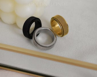 Fidget Spinner Rings Couples Waterproof 18k Gold Silver Black Band Rings Durable Stainless Steel Spinner Jewelry