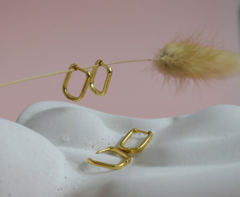 Gold Filled Huggies Earrings Emerald Zircon Crystal White Drop Earrings Elegant Hoop Handmade Waterproof Minimalist Her Woman Best Gift image 5