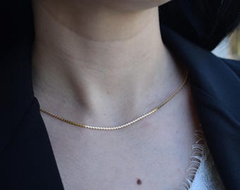 Gold Filled Serpentine Thin Chain Necklace Waterproof Handmade Snake Herringbone Her Chain Link Necklace for Women Minimalist Dainty Gift