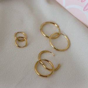 Gold Filled Hoop Ohrringe Dünne Zierliche Hoop Ohrring Gold Nicht trüb Dusche Strand Pool Minimalist Schmuck Ohrring Geschenk Wasserdichte Ohrringe