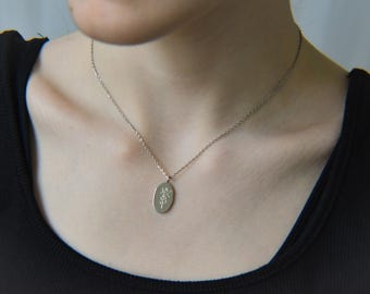 Silver BirthFlower Necklace, Birth Flower Necklace, Flower Necklace, Floral Zodiac Necklace,  Birth Month Silver Necklace Waterproof Jewelry