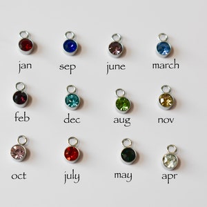 Add on Silver Charms・Crystal Birth Stones Old English Letter Charm for Necklace Bracelet Anklets Jewelry Tarnish Free Minimalist Charm Gift