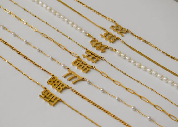 Gold Angel Number Necklace Lucky Numbers Gold Charm Pendant 111 222 333 444 555 666 777 888 999 Mother Christmas Personalized Gift for Her