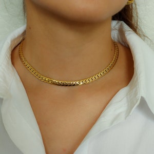 Gold Filled Vintage Style Snake Chain Gold Jewelry Herringbone Choker Necklace Bamboo Chain WATERPROOF Jewelry Herringbone Chain Non Tarnish
