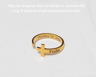 Gold Filled Cross Rings ・ Silver Cross Rings, Adjustable Ring, Plus Sign Stackable Minimalist Rings Women Religions Jesus Unique Her Jewelry