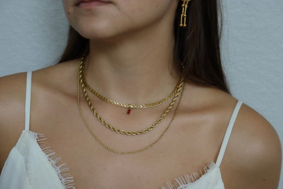 GOLD FILLED Vintage Choker Necklace Gold Necklace Zircon Stone 
