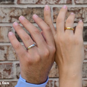 Silver Wedding Band Rings, Gold Band Ring, Personalized Engraved Couple Rings, WATERPROOF Name Date Love Memorial Mens Ring Gift for Her Him