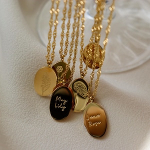 Gold Filled Birth Flower Necklace, Floral Necklace, Birthday Necklace, Zodiac Necklace, Birth Month Christmas Women Gift, Waterproof Jewelry