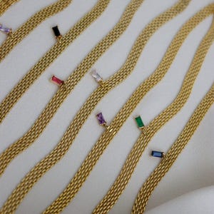 18K GOLD FILLED Mesh Vintage Choker Necklace, Zircon Red Ruby Stone Necklace Waterproof Jewelry Gold Jewelry His Best Gift for Mom Her Women