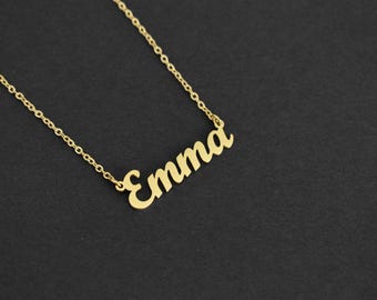 Gold Custom Necklace, Custom Name Necklace, Gold Filled Chain, Personalized Gift WATERPROOF Birthday Gift Anniversary Women Jewelry Her Emma