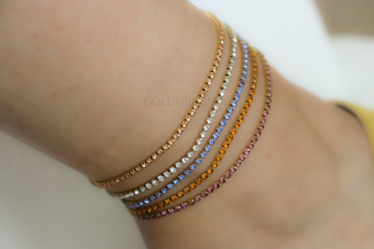 Colorful Stone Baguette Anklet Ankle Tennis Bracelet Set Rose Etsy