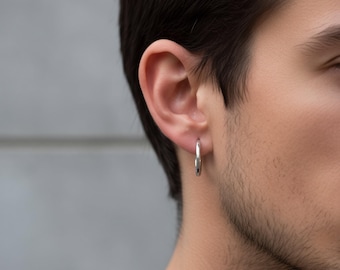 Silver Hoop Earrings 40mm 50mm Large Stainless Hoops Casual Nigh Out Going Out Men Man Hoops Simple Earrings for Him Women Girl WATERPROOF