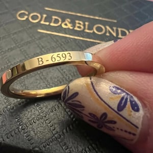 Engraved Personalized GOLD Band Rings · Flat Ring Personalized Custom Wedding Stacking Rings, Couple WATERPROOF Mens Christmas Gift for Her